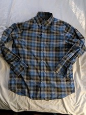 Hart Schaffner Marx Mens Large Blue Plaid Long Sleeve Button Up Dress Shirt