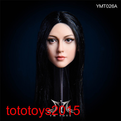 US 1:6 Black Long Hair Girl Lady Head Sculpt For 12'' Female Action Figure Body