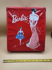 Vintage 1962 Barbie Doll Red Vinyl Carrying Case With Handle  Dividers
