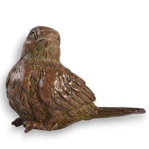 Vintage Japanese Bronze Sparrow Bird Statue Metalwork Figurine Sculpture 2.1 in