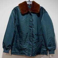 New BLANKNYC Faux Fur Collar Jacket Small S Green Casual Fall Layering Modern