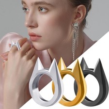 UK Self-protect Ring Women Girls Electricity Release Cat Ears Ring Jewelry Gifts