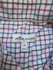 Peter Millar Shirt Men's Medium White Plaid Long Sleeve Classic Button-Up