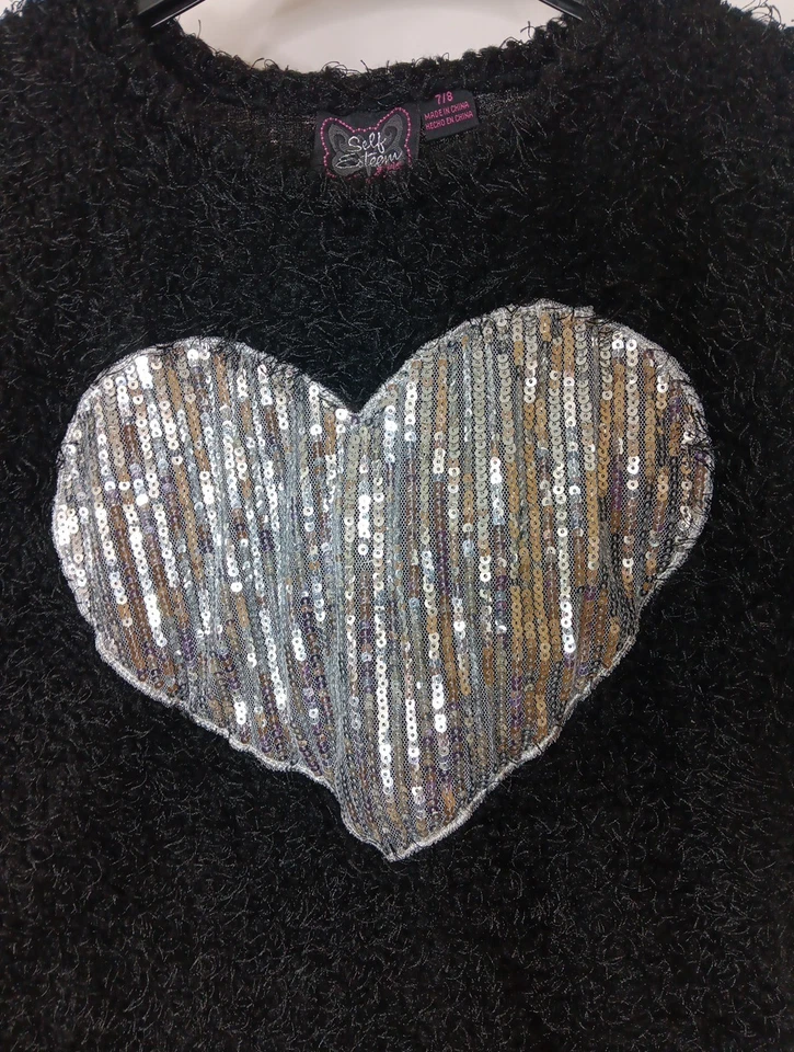 Camisas de corazón con lentejuelas plateadas para niñas de autoestima talla 7/8 Foto 2 de 4