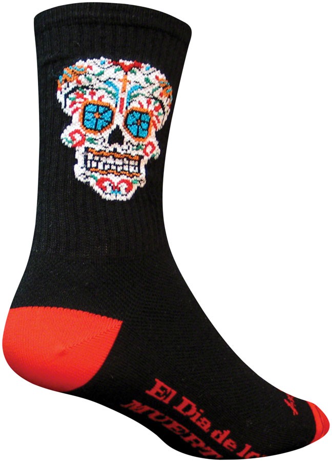 Черные сетчатые носки для велоспорта SockGuy Crew El Dia De Los Muertos - Унисекс, стрейч