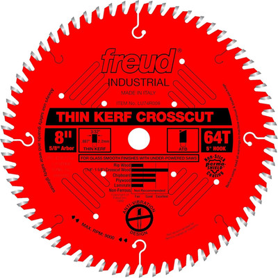 LU74R008: 8'' X 64T Thin Kerf Ultimate Cut-Off Blade