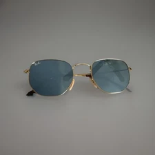 Ray-Ban RB3548-N Sunglasses Hexagonal Arista Gold Frames with Blue Lenses