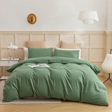 Sage Green Cotton Comforter Cover with Zipper Closure  Twin Queen and other size