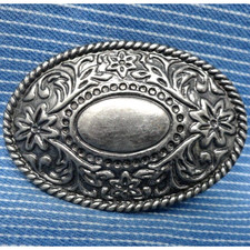 Western Dress Belt Buckle Desert Floral Scroll Cowboy Cowgirl Vtg 80s 90s.PCB892