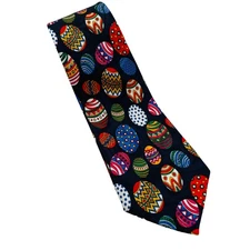Steven Harris Easter Blue Red Green Multicolor Decorated Eggs Novelty Fun Tie
