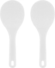 2PCS Plastic Rice Paddle, Non-Stick Rice Scoop & Serving Spoon, 7.87 Inch (Wh...