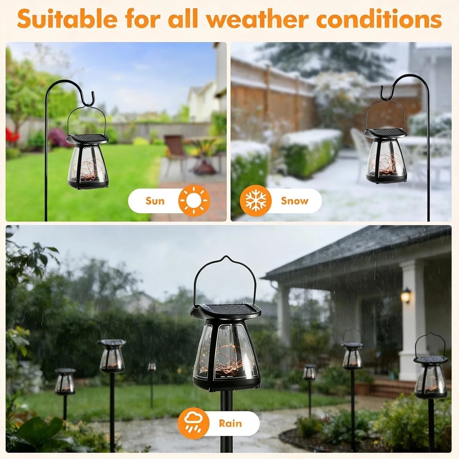 4X Solar String Lights Hanging Outdoor Yard Patio Garden Waterproof ...