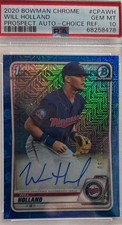2020 Bowman Chrome Prospect  Choice Blue Mojo Refractor Will Holland Auto PSA 10