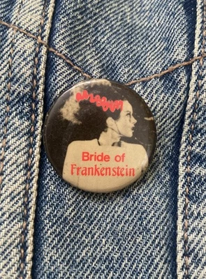 Bride of Frakenstein Pinback Vintage Button Badge Movie Old Hollywood Pin #187 - Image 1 of 3