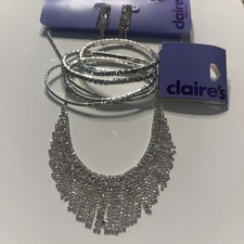Claire's 3 Piece Set, Crystal Necklace, Earrings, Bracelet