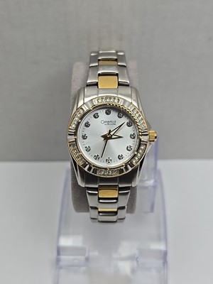 Caravelle by Bulova Gold Silver Two Tone Crystal Petite Dress Watch New Battery