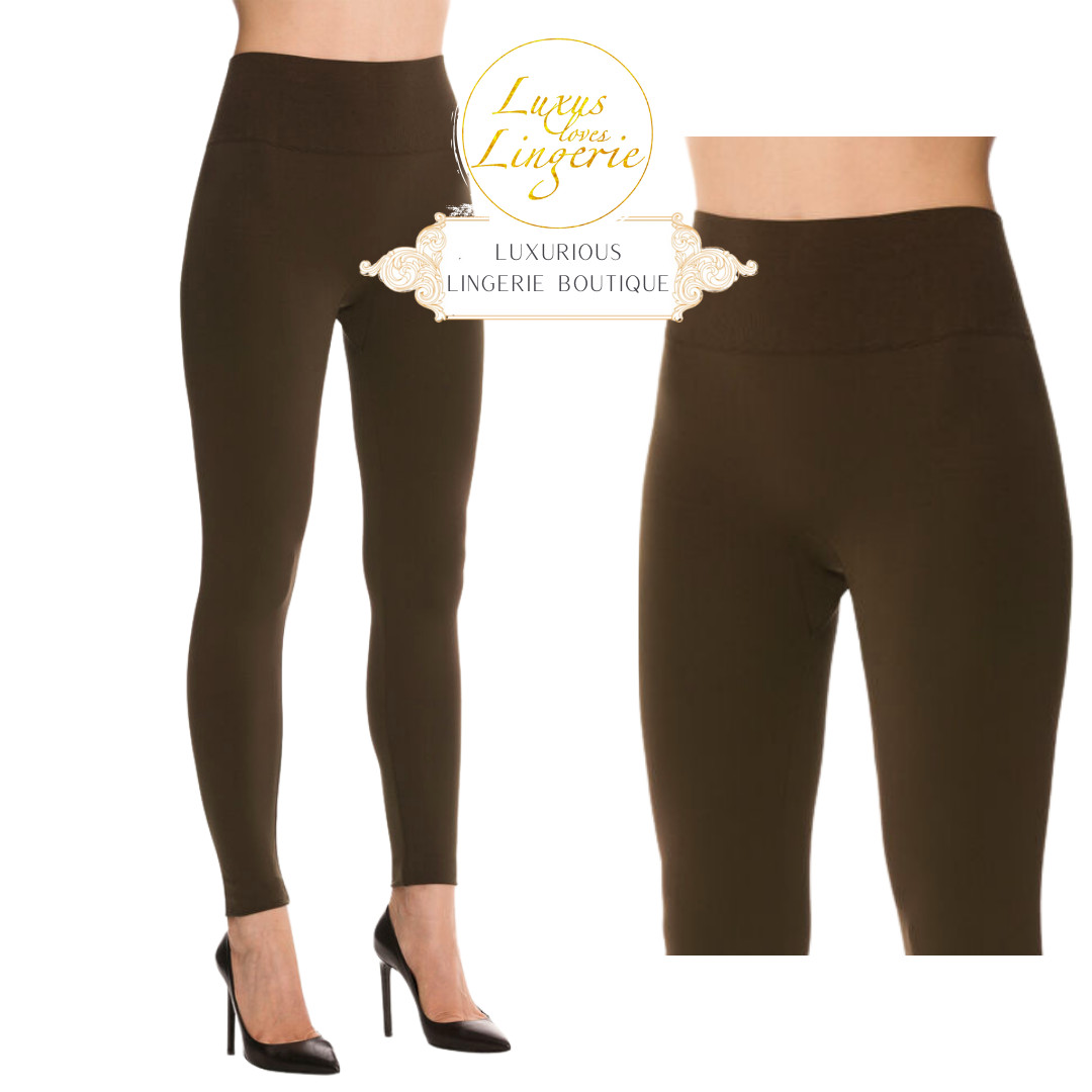 Aurora Light Shape Leggings Wolford XS Dark Earth Green Shaping Pants Elastic