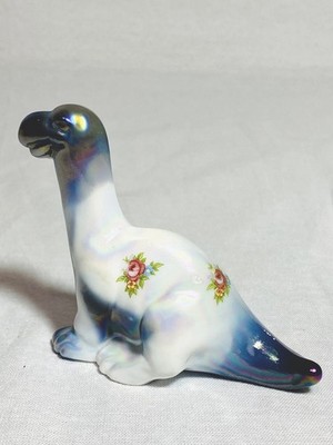 Fenton Dinosaur Amethyst Purple & White Slag Carnival Iridized Figurine