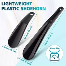2x Black Plastic Shoe String Shoe Horn Lightweight Prevent Damage Back of Shoe