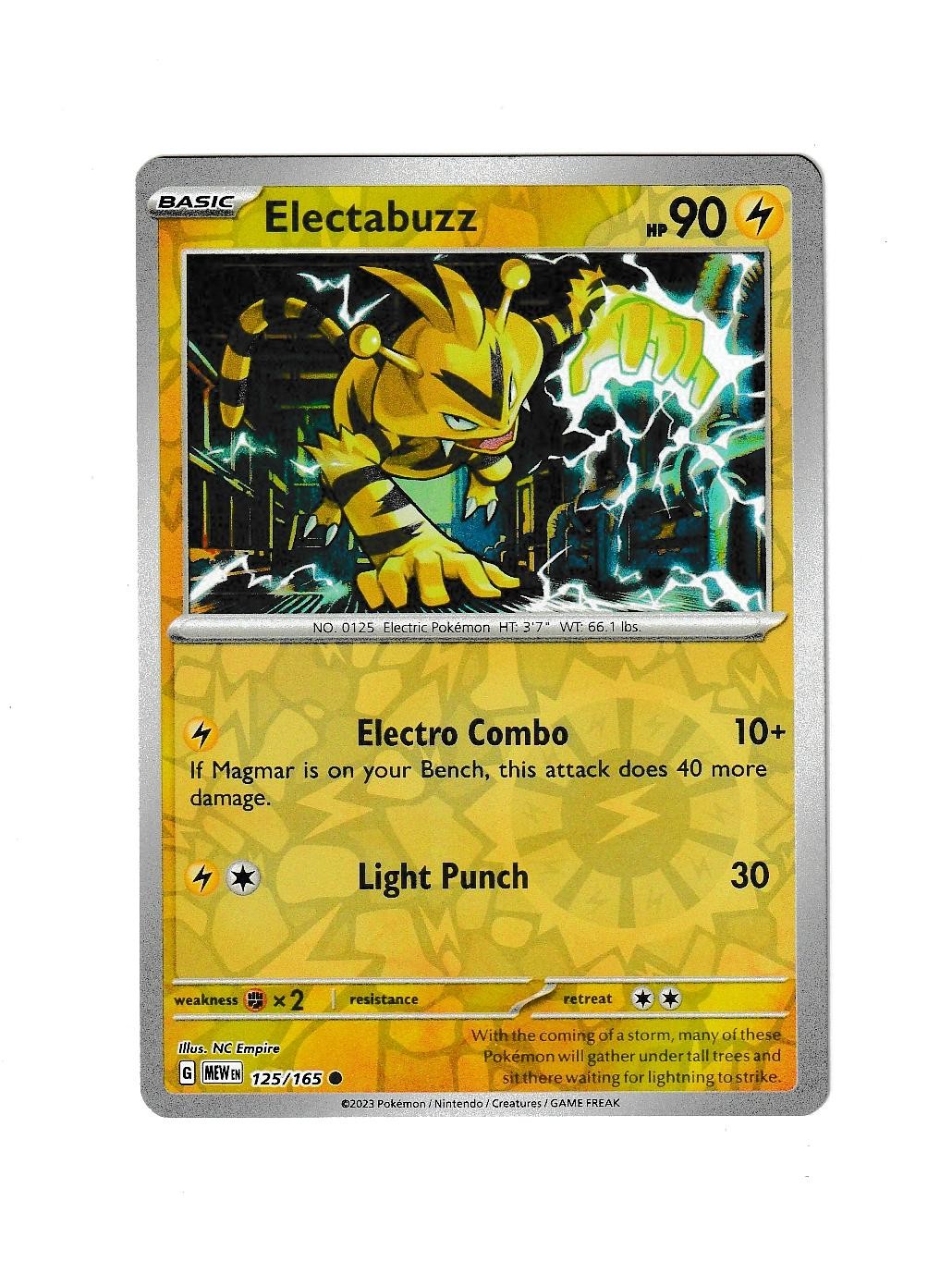 ELECTABUZZ 125/165 REVERSE HOLO C 151 NM POKEMON