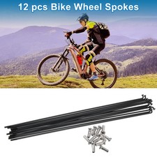 1 Set 14G 216mm Length Bicycle Spokes Nipple 304 Stainless Steel Black Universal