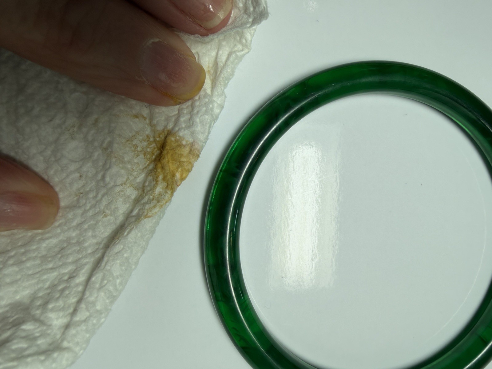 Vintage Bakelite Bangle Semi Translucent Jade Gre… - image 6