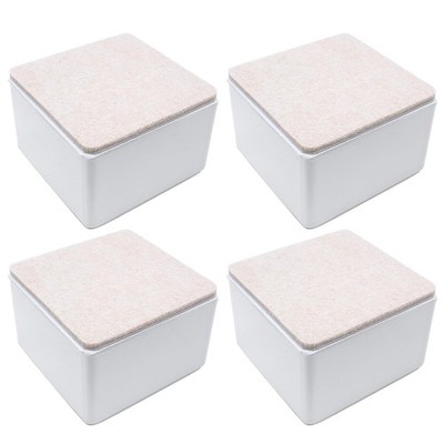 4 PCS White SelfAdhesive Furniture Bed Risers 2'' Height Carbon Steel Square