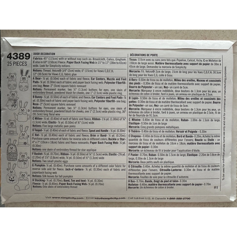 Simplicity Pattern 4389 Door Decorations Holidays UNCUT - Image 3 of 3