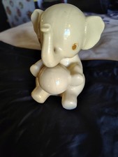 Vintage Ceramic Elephant Night Light Beige UL Listed Portable Lamp