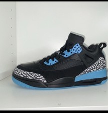 Zapatilla deportiva Jordan Spizike negra azul gris parte superior media de cuero en bloques de colores