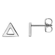 7mm 1/4 Inch Polished 14k White Gold Tiny Triangle Post Earrings