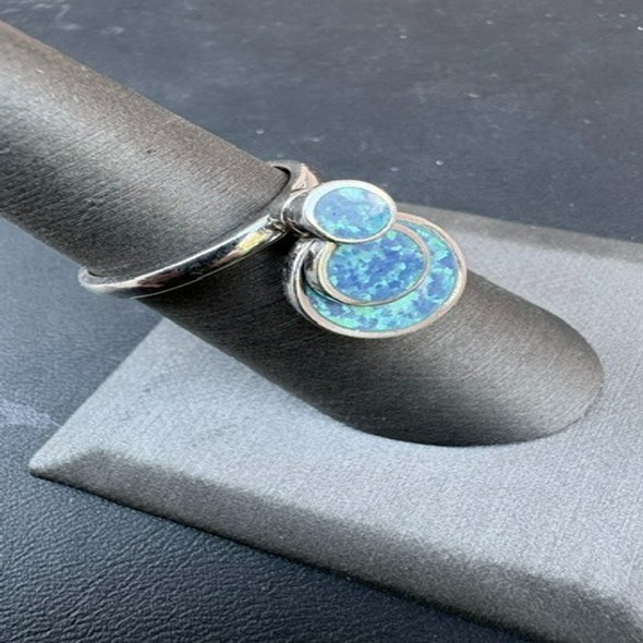 Kenetics Lab 925 Sterling Silver Lab-Created Opal Revolving Kinetic Spinner Ring ...