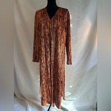 NUEVO SIN ETIQUETAS Tigre Estampado Audaz Largo Terciopelo Plumero Kimono Suéter Otoño Halloween Bruja L