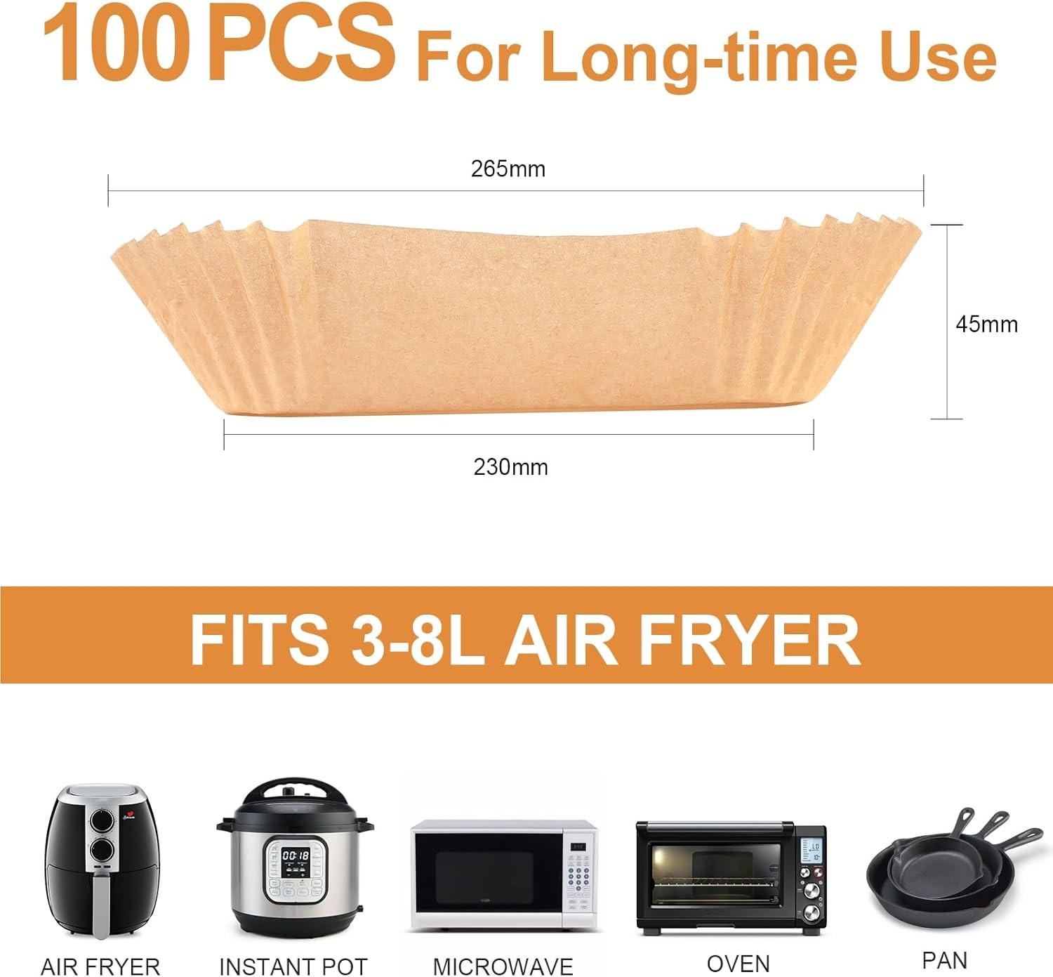 AiQInu Carta Forno per Friggitrice ad Aria,100 Pezzi 23 cm Carta Pergamena Quadr foto 3