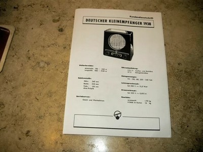Volksempfanger Kundendienstschrift DKE 38 Volksempfänger