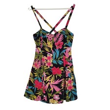 Lucy Love Rachel Slip Dress Tropical Floral Black Mini XS NWT