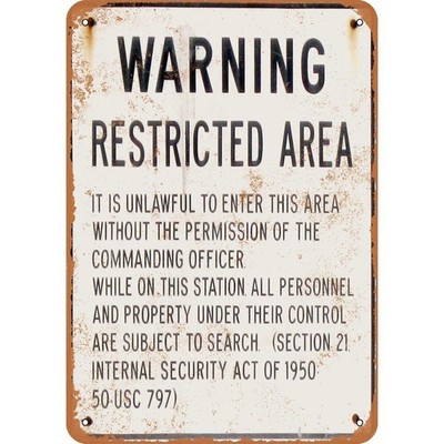 Warning Sign Restricted Area Aluminum Sign 8x12 Funny Outdoor Plaque