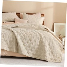 Oversized King Quilt Bedding Set,120x120Inch Oatmeal Super King 16 - Oatmeal