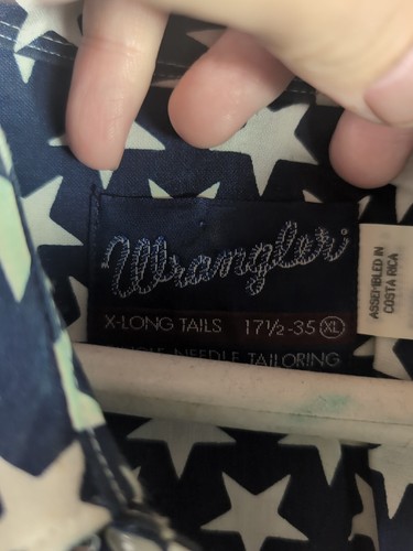VTG 90s Wrangler Western Shirt. Size 17 1/2, 35 XL. Snap button. Brushpopper. - Picture 10 of 15