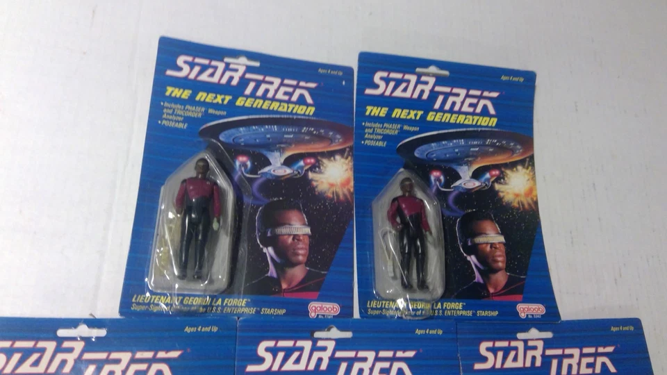 8 figuras de acción Star Trek Galoob La Forge Picard Worf Riker 1988 sin usar, en caja Foto 2 de 4
