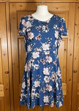 Billie & Blossom Blue Floral Dress – Size UK 22, 100% Viscose