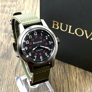 Bulova Hack Men's Watch Black Dial Leather Strap Automatic Men's Watch 98A255