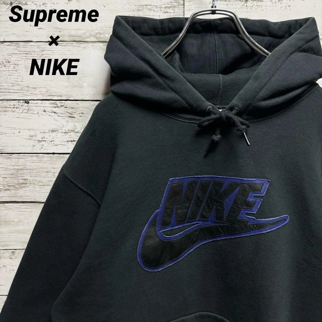 Sweat à capuche homme Supreme L Nike Collaborationeather grand logo emblématique streetwear rare