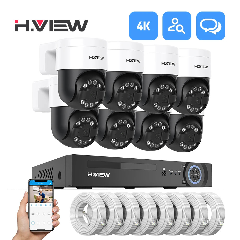Security Camera System Home Video Surveillance Kit IP Camera Humanoid Detection-image