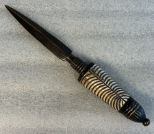 Porcelain Handled Bronze Desk Knife Letter Opener 9-1/4" READ Description