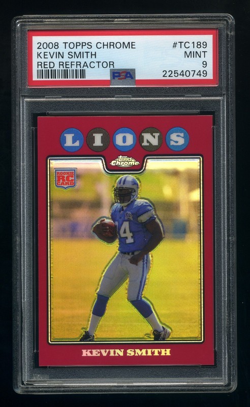 2008 Topps Chrome RC #TC189 Kevin Smith Rookie Red Refractor 17/25 PSA 9 Lions