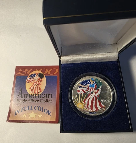 2000 Silver Eagle Painted in Capsule w/ box $1 Dollar 1oz Uncirculated .999 MS-