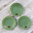 Vintage Fire King Set of 3 Jadeite Green Ribbed Saucers 5.75" Jane Ray, New, Tag
