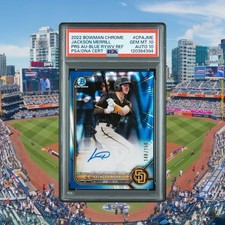 2022 BOWMAN CHROME PROSPECT JACKSON MERRILL 148/150 PSA 10 DNA AUTO 10 BLUE WAVE