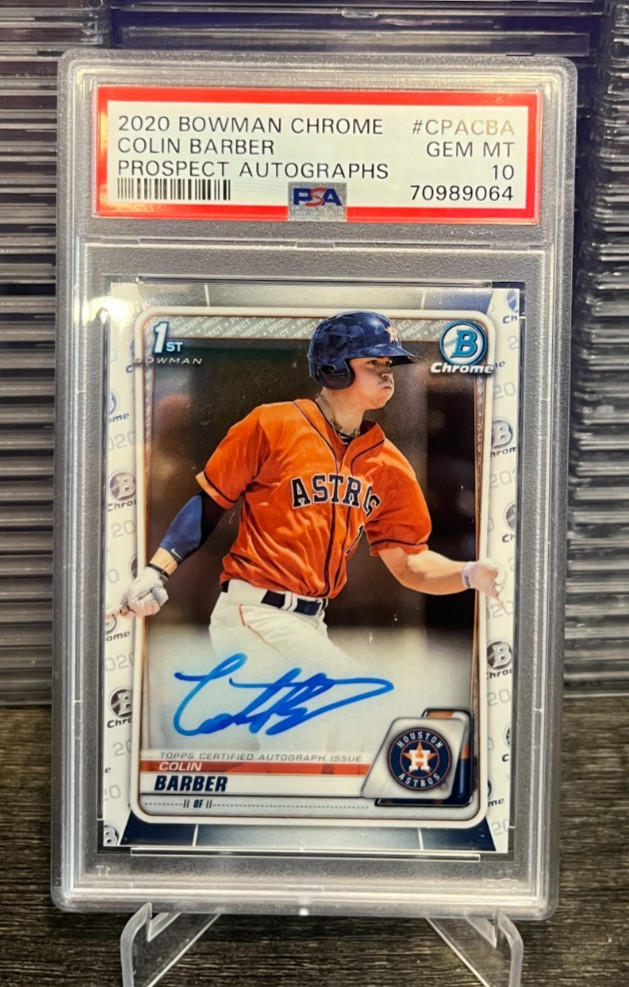 2020 Bowman Chrome Colin Barber 1st Rookie Auto PSA 10 GEM MT